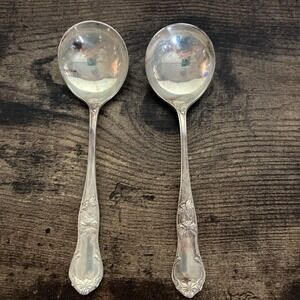 S. H. Co. Quadruple LILLY Pattern Lot of 2 Teaspoons Silver Plate 5" Replacement